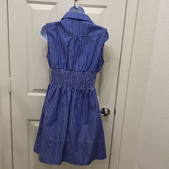 J Glee Petite Large Zippered Front Collar Short Sleeve 2 Pockets Slimming Stripe - Picture 8 of 12